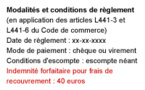 Une nouvelle mention à faire figurer sur les factures, conditions de réglement et conventions d'honoraires